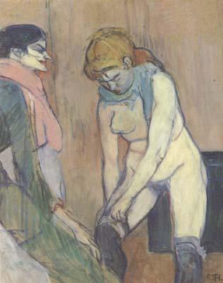 Henri de toulouse-lautrec Woman Pulling up her stocking (san22) France oil painting art